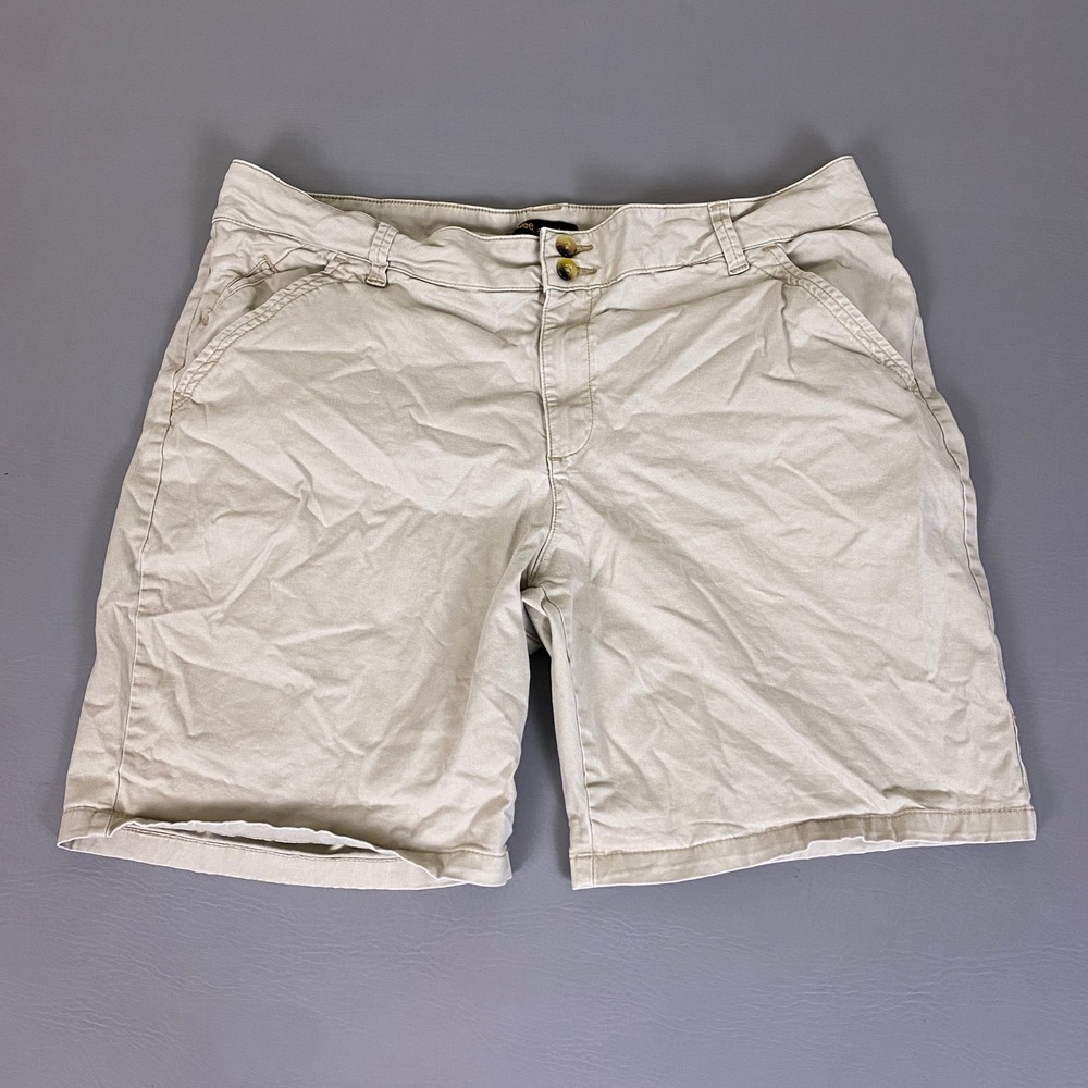 Lee Shorts Women's Plus Size 18 Khaki Beige Straight Fit Chino Bermuda Cotton